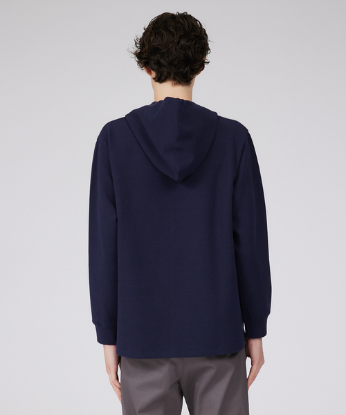 ABAHOUSE GRAY（アバハウスグレイ）の「【シルキーダンボール】パネル切替 パーカー（Tシャツ/カットソー・メンズ・ホワイト/ネイビー/グレイッシュベージュ・46/48）」の4枚目の写真