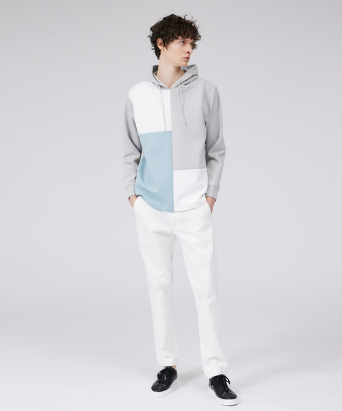 ABAHOUSE GRAY（アバハウスグレイ）の「【シルキーダンボール】パネル切替 パーカー（Tシャツ/カットソー・メンズ・ホワイト/ネイビー/グレイッシュベージュ・46/48）」の10枚目の写真