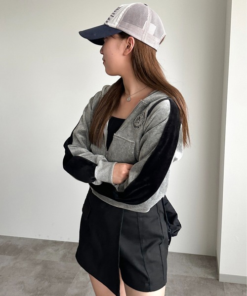 【新品未着用】LUDLOWラドロー♡ベロアジップアップパーカー apres jour mignon（アプレジュールミニョン）の「ベロアクロップド