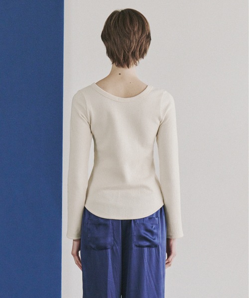 Priv. Spoons Club（プライベートスプーンズクラブ）の「rib long-sleeve tee / リブ長袖Tシャツ ロンT（Tシャツ/カットソー・レディース・ブラック/オフホワイト・FREE）」の19枚目の写真