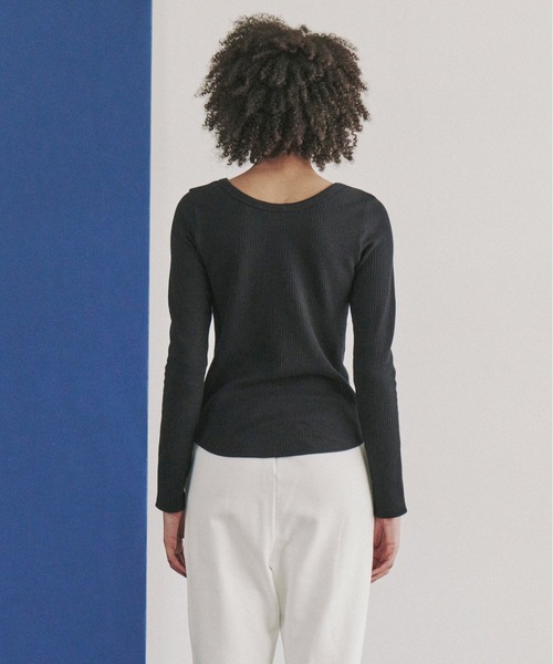 Priv. Spoons Club（プライベートスプーンズクラブ）の「rib long-sleeve tee / リブ長袖Tシャツ ロンT（Tシャツ/カットソー・レディース・ブラック/オフホワイト・FREE）」の22枚目の写真