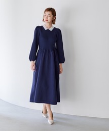 UR'S | 襟付ﾊﾟﾌｽﾘｰﾌﾞﾆｯﾄﾜﾝﾋﾟｰｽ(ワンピース)