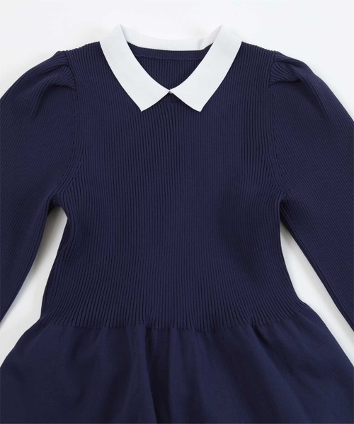 UR'S(ユアーズ)の「襟付パフスリーブニットワンピース(ワンピース・レディース・ネイビー/ブラック・S/L/M)」の12枚目の写真