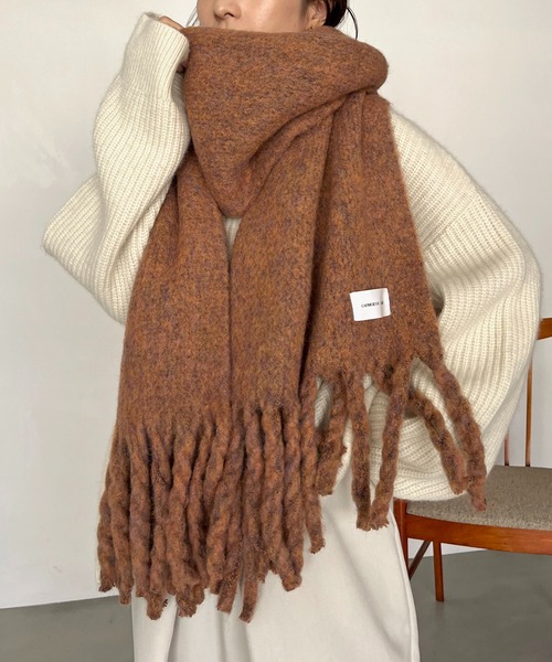 CAPRICIEUX LE'MAGE（カプリシューレマージュ）の「【shio&yuzuコラボ企画】MIXカラーモヘアマフラー（マフラー・レディース・グレー/オレンジ/ピンク・FREE）」の9枚目の写真