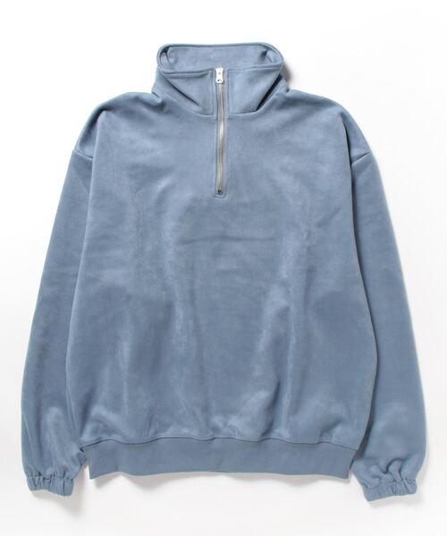 おしゃれスタ(オシャレスタ)の「カットスエードハーフジッププルオーバー【IR】 オーバーサイズ メンズ レディース(Tシャツ/カットソー・メンズ・ブラック/サックスブルー/オフホワイト・L/XL/M)」の3枚目の写真