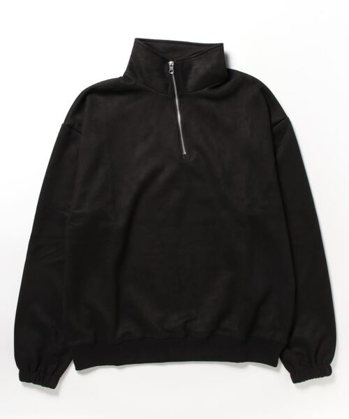 おしゃれスタ(オシャレスタ)の「カットスエードハーフジッププルオーバー【IR】 オーバーサイズ メンズ レディース(Tシャツ/カットソー・メンズ・ブラック/サックスブルー/オフホワイト・L/XL/M)」の2枚目の写真