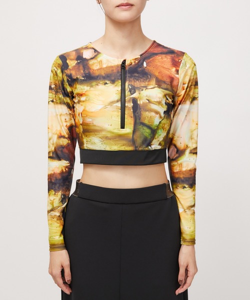 NERGY（ナージー）の「【Rico Ikeda×NERGY】水陸両用 & UV ロングスリーブブラトップス（ブラジャー・レディース・イエロー/ブラック・M/S）」の4枚目の写真