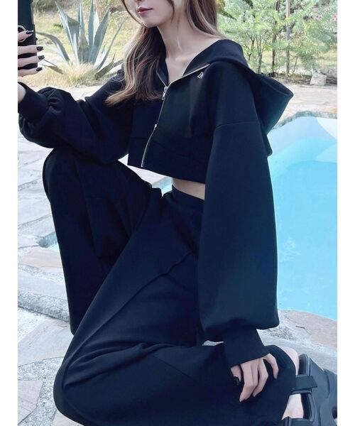 EATME（イートミー）の「ロゴ刺しゅう入りショートパーカー（パーカー・レディース・アイボリー/ブルー/ブラック・FREE）」の14枚目の写真