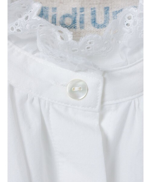 MidiUmi(ミディウミ)の「MidiUmi フリルレースカラースモックワンピース(シャツワンピース・レディース・オフホワイト・FREE)」の3枚目の写真