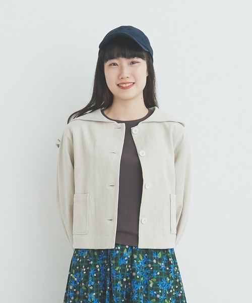 bulle de savon リネンコットンかさね衿ブルゾン bulle de savon リネンコットンかさね衿ブルゾン