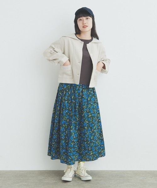 bulle de savon リネンコットンかさね衿ブルゾン bulle de savon（ビュルデサボン）の「リネン/コットン かさね衿