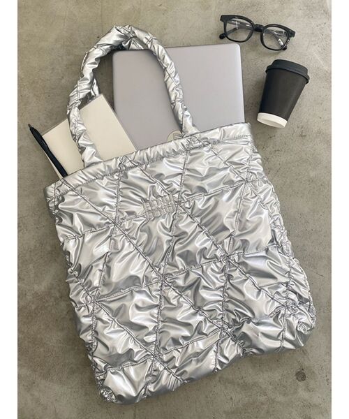 MURUA（ムルーア）の「mumuロゴビッグトートバッグ（トートバッグ・レディース・グレー/ブラック/シルバー/ブルー・FREE）」の4枚目の写真