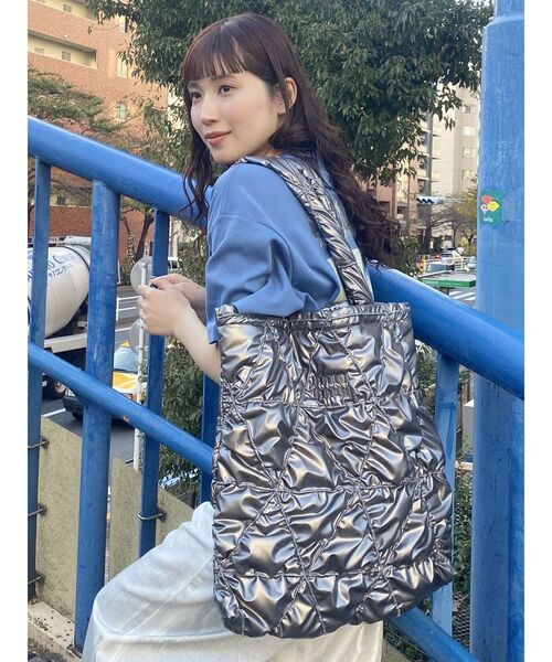 MURUA（ムルーア）の「mumuロゴビッグトートバッグ（トートバッグ・レディース・グレー/ブラック/シルバー/ブルー・FREE）」の11枚目の写真