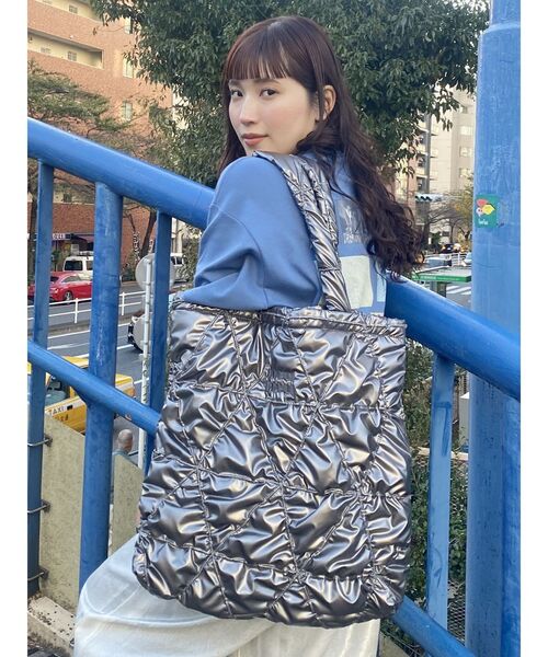 MURUA（ムルーア）の「mumuロゴビッグトートバッグ（トートバッグ・レディース・グレー/ブラック/シルバー/ブルー・FREE）」の12枚目の写真