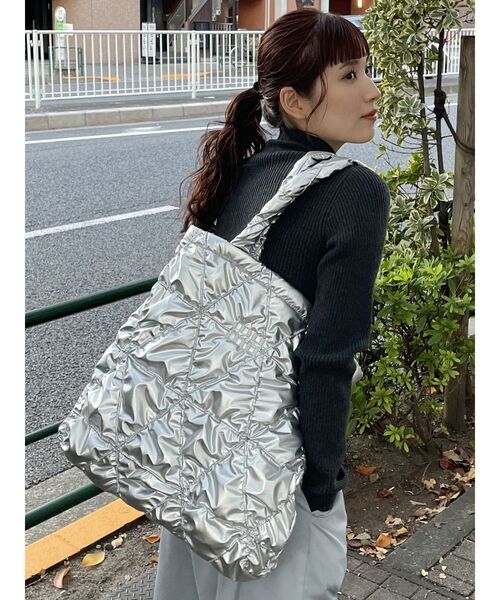 MURUA（ムルーア）の「mumuロゴビッグトートバッグ（トートバッグ・レディース・グレー/ブラック/シルバー/ブルー・FREE）」の14枚目の写真