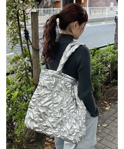 MURUA（ムルーア）の「mumuロゴビッグトートバッグ（トートバッグ・レディース・グレー/ブラック/シルバー/ブルー・FREE）」の16枚目の写真