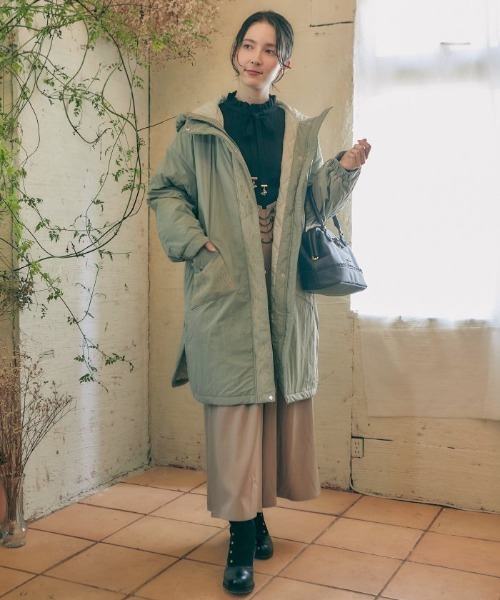 axes femme(アクシーズファム)の「フード付モンスターコート(その他アウター・レディース・キナリ/グリーン/ブラック・FREE)」の4枚目の写真