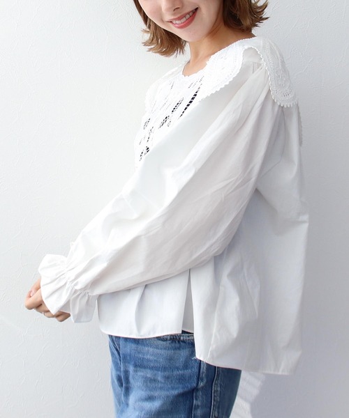 Three Four Time(スリーフォータイム)の「デザインカラーブラウス(シャツ/ブラウス・レディース・ブラック/オフホワイト・FREE)」の7枚目の写真