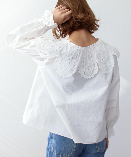 Three Four Time(スリーフォータイム)の「デザインカラーブラウス(シャツ/ブラウス・レディース・ブラック/オフホワイト・FREE)」の8枚目の写真