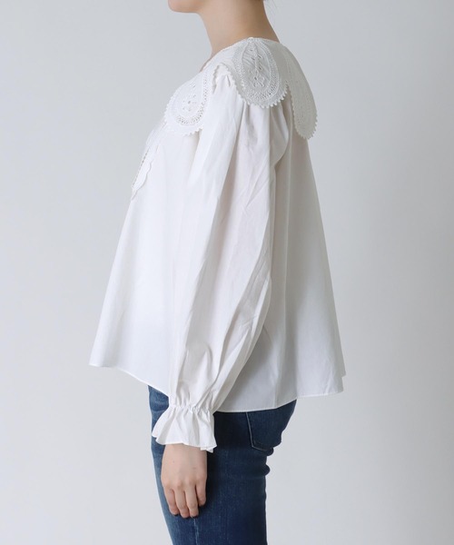 Three Four Time(スリーフォータイム)の「デザインカラーブラウス(シャツ/ブラウス・レディース・ブラック/オフホワイト・FREE)」の12枚目の写真