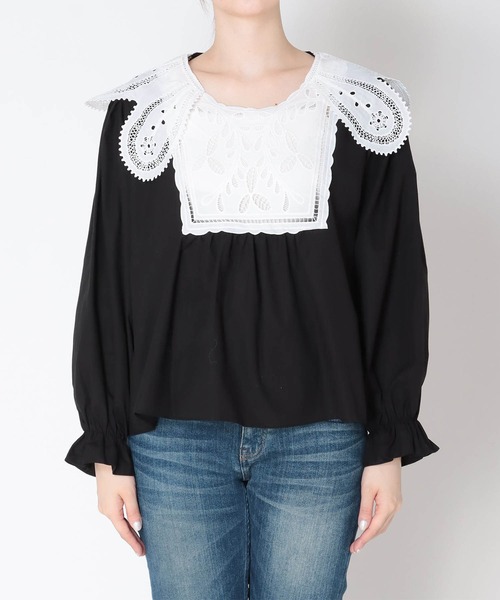 Three Four Time(スリーフォータイム)の「デザインカラーブラウス(シャツ/ブラウス・レディース・ブラック/オフホワイト・FREE)」の18枚目の写真