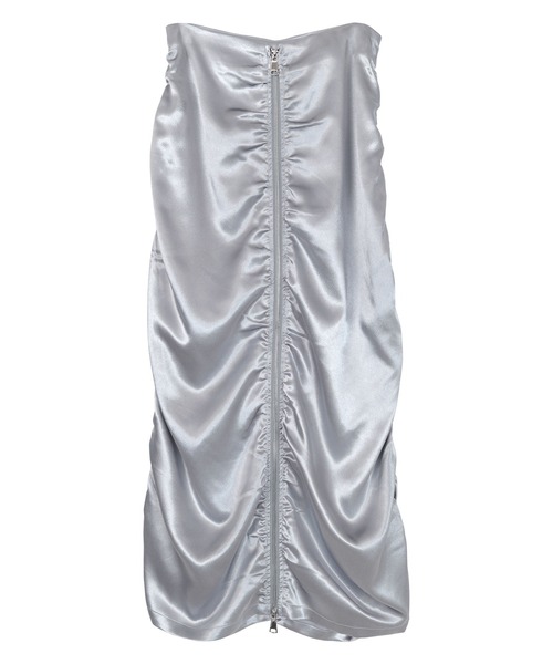 miette(ミエット)の「フロントジップシャーリングスカート(スカート・レディース・シルバー/ブラック・FREE)」の2枚目の写真