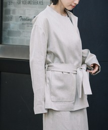 Munich | リネンコットンクロスジャケット(ノーカラージャケット)