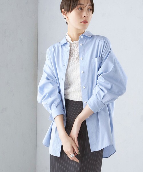 SHIPS（シップス）の「〈洗濯機可能〉オックス 刺繍 オーバー シャツ 24SS ◇（シャツ/ブラウス・レディース・ブルー/ライトピンク/ホワイト系・36/38）」の2枚目の写真