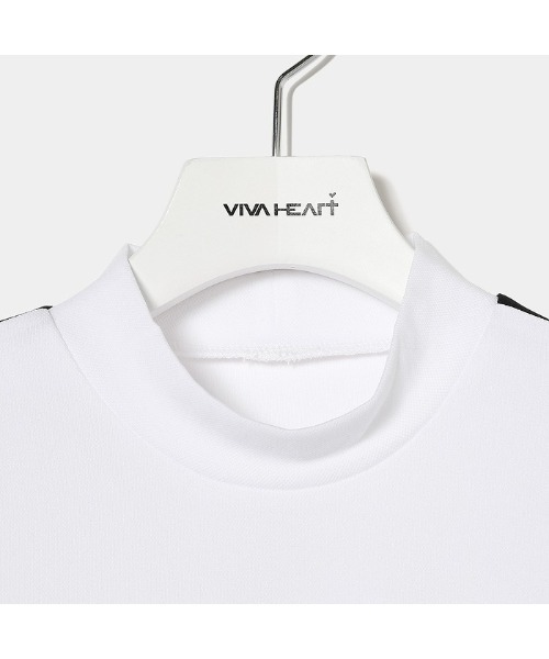 VIVA HEART(ビバハート)の「【VIVA HEART/GOLF】ポリエステルカノコライン切替長袖モックネック(シャツ/ブラウス・レディース・オフホワイト/ブラック/イエロー・42/38/44/40)」の6枚目の写真