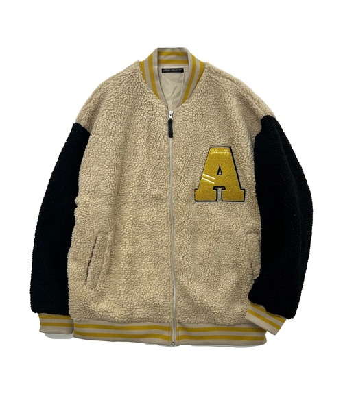 【セール】もこもこボアフリース / 刺繍ワッペン入り スタジアムジャンパー（スタジャン）｜Bling Leads（ブリングリーズ） 5,678円