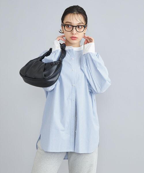coen（コーエン）の「ピーチタッチクレリックバンドカラーシャツ（シャツ/ブラウス・レディース・コバルトブルー/オフホワイト/ライトブルー・M/L）」の20枚目の写真