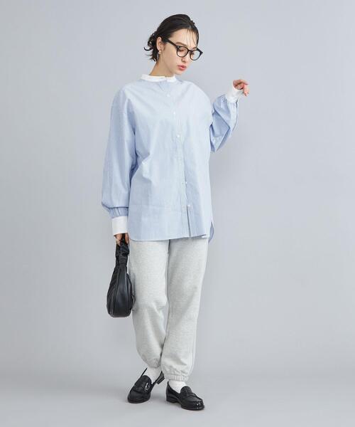 coen（コーエン）の「ピーチタッチクレリックバンドカラーシャツ（シャツ/ブラウス・レディース・コバルトブルー/オフホワイト/ライトブルー・M/L）」の16枚目の写真