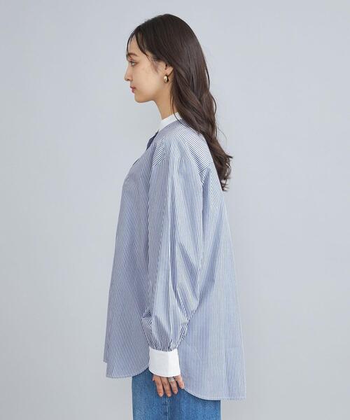 coen（コーエン）の「ピーチタッチクレリックバンドカラーシャツ（シャツ/ブラウス・レディース・コバルトブルー/オフホワイト/ライトブルー・M/L）」の12枚目の写真