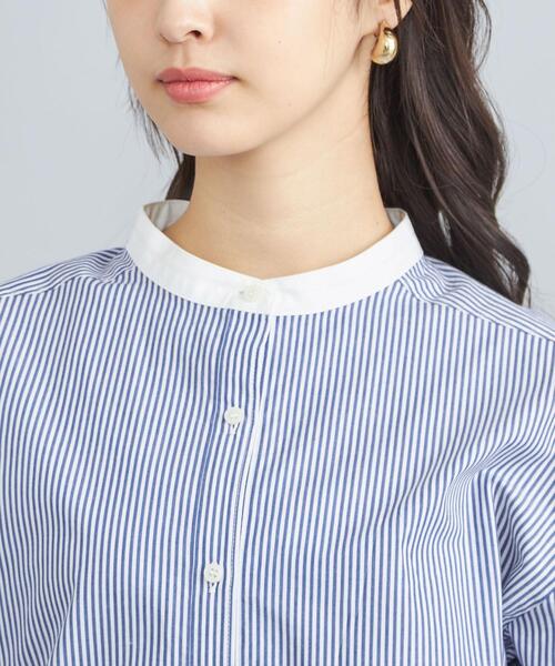 coen（コーエン）の「ピーチタッチクレリックバンドカラーシャツ（シャツ/ブラウス・レディース・コバルトブルー/オフホワイト/ライトブルー・M/L）」の10枚目の写真