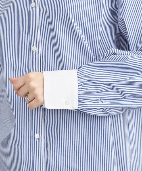 coen（コーエン）の「ピーチタッチクレリックバンドカラーシャツ（シャツ/ブラウス・レディース・コバルトブルー/オフホワイト/ライトブルー・M/L）」の9枚目の写真