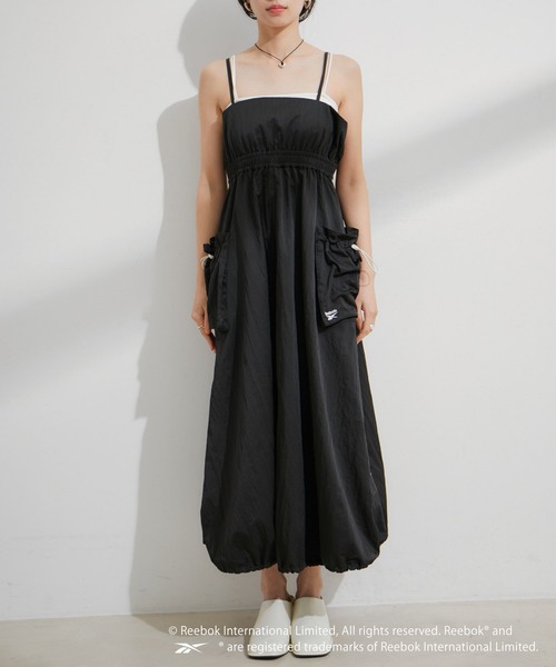 VIS（ビス）の「【Reebok別注】バルーンヘムキャミワンピース（ワンピース・レディース・ライトグリーン/ブラック・FREE）」の4枚目の写真