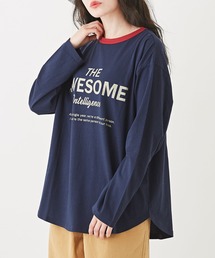 CUBE SUGAR（キューブシュガー）の「天竺リンガー長袖ビッグTシャツ（Tシャツ/カットソー）」