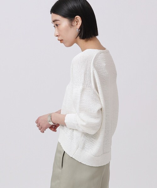 GALLEST（ギャレスト）の「テープヤーンVネックニット（ニット/セーター・レディース・ホワイト系/イエロー系その他/ブラウン系/ブルーグリーン・38）」の10枚目の写真