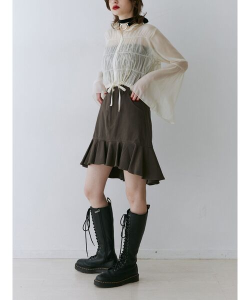 jouetie（ジュエティ）の「ヘムフリルミドルスカート（スカート・レディース・アイボリー/ブルー/カーキ/ベージュ・SMALL/MEDIUM）」の16枚目の写真