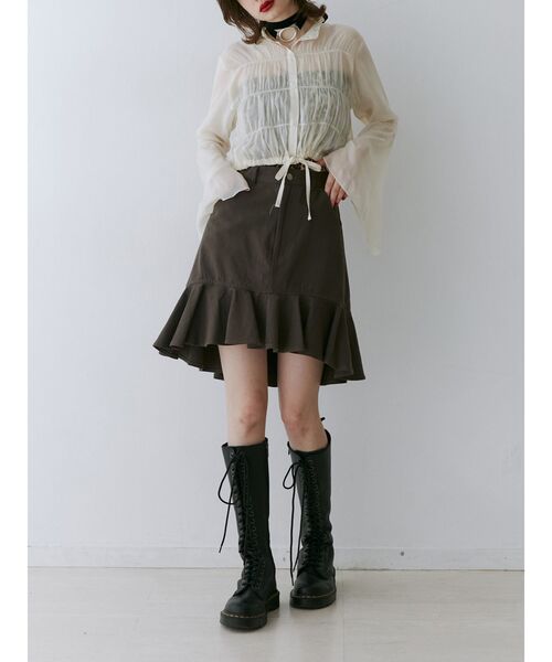 jouetie（ジュエティ）の「ヘムフリルミドルスカート（スカート・レディース・アイボリー/ブルー/カーキ/ベージュ・SMALL/MEDIUM）」の15枚目の写真