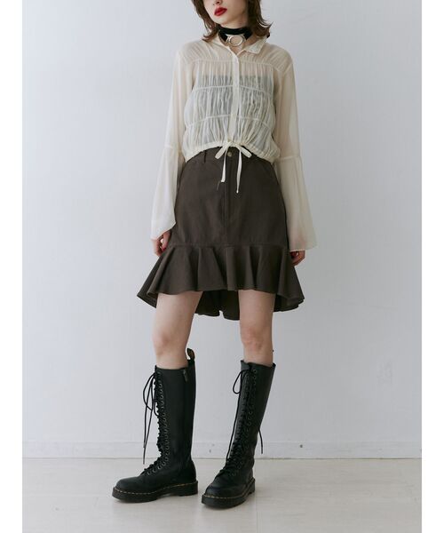 jouetie（ジュエティ）の「ヘムフリルミドルスカート（スカート・レディース・アイボリー/ブルー/カーキ/ベージュ・SMALL/MEDIUM）」の18枚目の写真