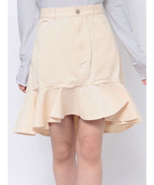 jouetie（ジュエティ）の「ヘムフリルミドルスカート（スカート・レディース・アイボリー/ブルー/カーキ/ベージュ・SMALL/MEDIUM）」の13枚目の写真