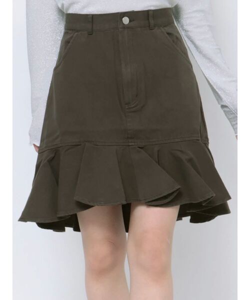 jouetie（ジュエティ）の「ヘムフリルミドルスカート（スカート・レディース・アイボリー/ブルー/カーキ/ベージュ・SMALL/MEDIUM）」の5枚目の写真