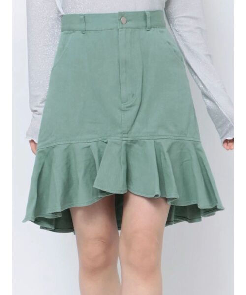 jouetie（ジュエティ）の「ヘムフリルミドルスカート（スカート・レディース・アイボリー/ブルー/カーキ/ベージュ・SMALL/MEDIUM）」の6枚目の写真