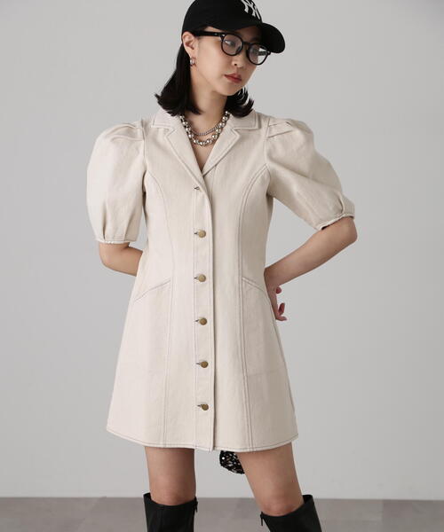 FREE'S MART（フリーズマート）の「デニムミニワンピース（ワンピース・レディース・ワンウォッシュ/ライトインディゴブルー/ホワイト系その他・SMALL/MEDIUM）」の2枚目の写真