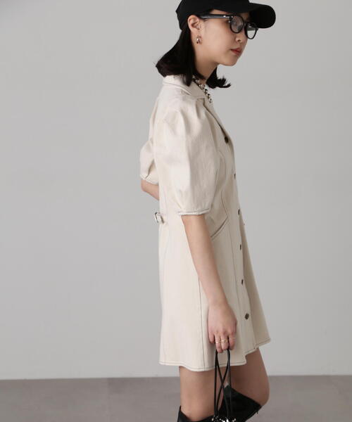 FREE'S MART（フリーズマート）の「デニムミニワンピース（ワンピース・レディース・ワンウォッシュ/ライトインディゴブルー/ホワイト系その他・SMALL/MEDIUM）」の4枚目の写真