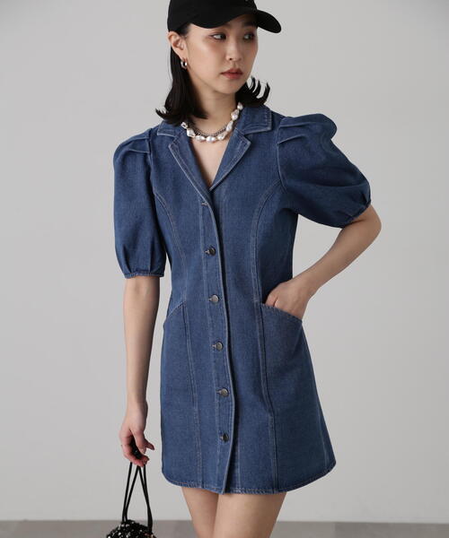 FREE'S MART（フリーズマート）の「デニムミニワンピース（ワンピース・レディース・ワンウォッシュ/ライトインディゴブルー/ホワイト系その他・SMALL/MEDIUM）」の16枚目の写真