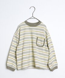 p.premier | 先染めボーダーポケット長袖Tシャツ(Tシャツ/カットソー)
