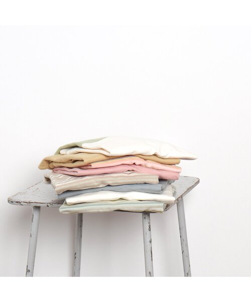 p.premier（ピードットプルミエ）の「先染めボーダーポケット長袖Tシャツ（Tシャツ/カットソー・キッズ・ピンク/ベージュ/ミント・80/90/100/110/120/130/140）」の8枚目の写真