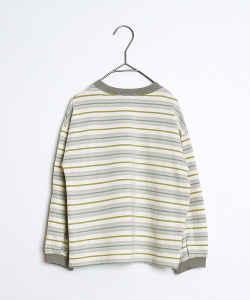 p.premier（ピードットプルミエ）の「先染めボーダーポケット長袖Tシャツ（Tシャツ/カットソー・キッズ・ピンク/ベージュ/ミント・80/90/100/110/120/130/140）」の15枚目の写真